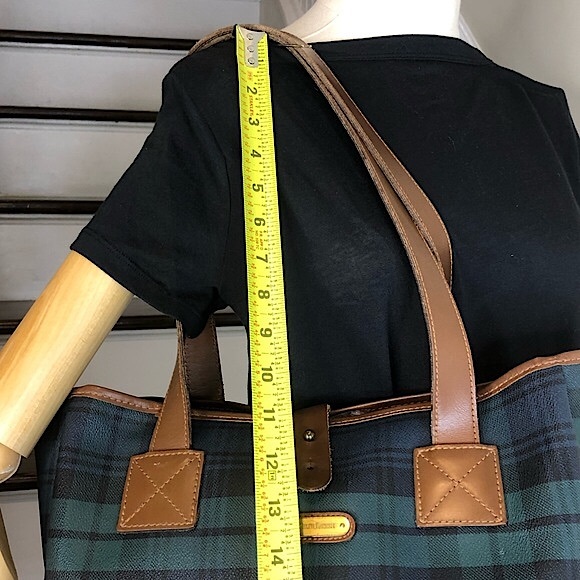 RALPH LAUREN Black Watch Waxed Leather Coated Canvas Overnight Travel Bag - Picture 8 of 17